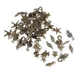 Maxbell 60 Pieces Bronze Alloy Sea Animals Shape Charms Pendants for Jewelry Making