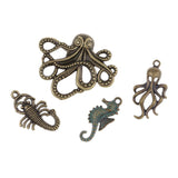 Maxbell 60 Pieces Bronze Alloy Sea Animals Shape Charms Pendants for Jewelry Making