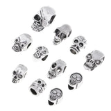 Maxbell 11 Piece Antique Silver Alloy Halloween Skull Charms Large Hole Loose Bead for DIY Necklace Bracelet Jewelry Making Beading Craft - Aladdin Shoppers