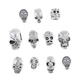 Maxbell 11 Piece Antique Silver Alloy Halloween Skull Charms Large Hole Loose Bead for DIY Necklace Bracelet Jewelry Making Beading Craft - Aladdin Shoppers