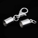 Maxbell 10 Piece Silver Kumihimo Leather Cord End Caps with Lobster Clasp Jewelry Making Findings - Aladdin Shoppers