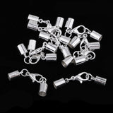 Maxbell 10 Piece Silver Kumihimo Leather Cord End Caps with Lobster Clasp Jewelry Making Findings - Aladdin Shoppers