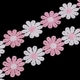 Maxbell 6 Yards 25mm Daisy Flower Embroidery Lace Trim Applique Ribbon Sewing Craft