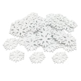Maxbell 100x White Wooden Snowflake+1pcs Wooden Snowhouse for Christmas Decorations