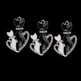 Maxbell 3 Piece DIY Enamel Rhinestone Cat Charms Pendants Jewelry Making Findings