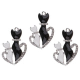 Maxbell 3 Piece DIY Enamel Rhinestone Cat Charms Pendants Jewelry Making Findings
