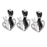 Maxbell 3 Piece DIY Enamel Rhinestone Cat Charms Pendants Jewelry Making Findings