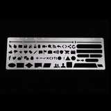 Maxbell 1Pc Metal Hollow Letters Ruler Multi Function Hand Accounts Drawing Template