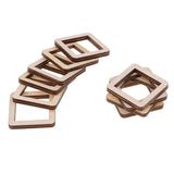 Maxbell 140 Pieces Unfinished Wood Hollow Square Wooden Pieces for Craft 10/20/40mm