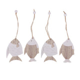 Maxbell 4Piece Wooden Ocean Fish Hanging Pendant for Christmas Tree Decoration Gifts