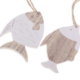 Maxbell 4Piece Wooden Ocean Fish Hanging Pendant for Christmas Tree Decoration Gifts