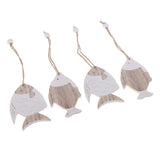Maxbell 4Piece Wooden Ocean Fish Hanging Pendant for Christmas Tree Decoration Gifts