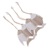 Maxbell 4Piece Wooden Ocean Fish Hanging Pendant for Christmas Tree Decoration Gifts