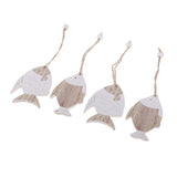Maxbell 4Piece Wooden Ocean Fish Hanging Pendant for Christmas Tree Decoration Gifts