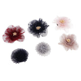 Maxbell 6 Pcs Gauze Flowers Flatbacks Buttons Embellishments DIY Crafts Decoration