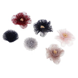 Maxbell 6 Pcs Gauze Flowers Flatbacks Buttons Embellishments DIY Crafts Decoration