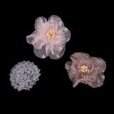 Maxbell 6 Pcs Gauze Flowers Flatbacks Buttons Embellishments DIY Crafts Decoration