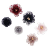 Maxbell 6 Pcs Gauze Flowers Flatbacks Buttons Embellishments DIY Crafts Decoration