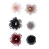 Maxbell 6 Pcs Gauze Flowers Flatbacks Buttons Embellishments DIY Crafts Decoration