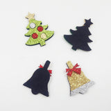 Maxbell 10 Pieces Glitter Santa Xmas Tree Non-woven Fabric for DIY Hair Accessories