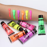 Maxbell 6 Colors UV Glow Neon Face Body Paint Tube Fluorescent Paints for Makeup