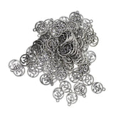 Maxbell 130Pcs Tibetan Silver Hollow Out OM Yoga Round Charm Pendant Necklace Making