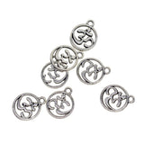Maxbell 130Pcs Tibetan Silver Hollow Out OM Yoga Round Charm Pendant Necklace Making