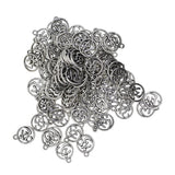 Maxbell 130Pcs Tibetan Silver Hollow Out OM Yoga Round Charm Pendant Necklace Making