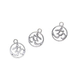 Maxbell 130Pcs Tibetan Silver Hollow Out OM Yoga Round Charm Pendant Necklace Making