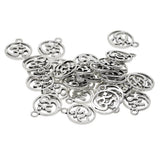 Maxbell 130Pcs Tibetan Silver Hollow Out OM Yoga Round Charm Pendant Necklace Making