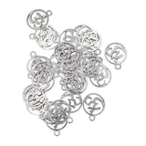 Maxbell 130Pcs Tibetan Silver Hollow Out OM Yoga Round Charm Pendant Necklace Making