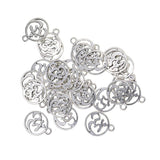 Maxbell 130Pcs Tibetan Silver Hollow Out OM Yoga Round Charm Pendant Necklace Making