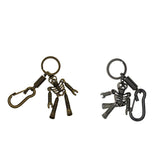 Maxbell Skeleton Pendant Spring Coil Snap Hook Carabiner Keychains Keyring black