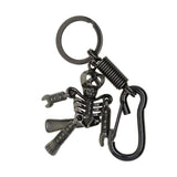 Maxbell Skeleton Pendant Spring Coil Snap Hook Carabiner Keychains Keyring black