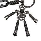 Maxbell Skeleton Pendant Spring Coil Snap Hook Carabiner Keychains Keyring black