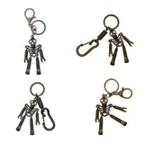 Maxbell Skeleton Pendant Spring Coil Snap Hook Carabiner Keychains Keyring black