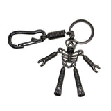 Maxbell Skeleton Pendant Spring Coil Snap Hook Carabiner Keychains Keyring black