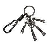 Maxbell Skeleton Pendant Spring Coil Snap Hook Carabiner Keychains Keyring black