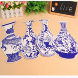 Maxbell 8pcs Blue and White Porcelain Vase Cardboard Post Decorations Hallway Decals