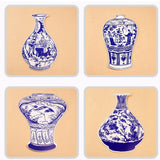 Maxbell 8pcs Blue and White Porcelain Vase Cardboard Post Decorations Hallway Decals