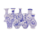 Maxbell 8pcs Blue and White Porcelain Vase Cardboard Post Decorations Hallway Decals