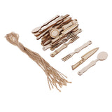 Maxbell 30 Pieces Natural Wood Cutouts Kitchen Wooden Embellishments Craft for DIY