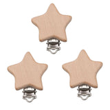 Maxbell 3 Pack Baby Pacifier Chain Clip Pacifier Clip Wooden Clip Baby Clip 53x45mm