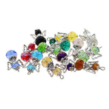 Maxbell 24 Pieces Tibetan Silver Angel  Wing Charms Glass Pendant Bead multi-colored