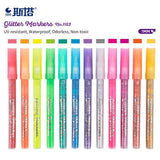 Maxbell 12 Colors Glitter Marker Pens Coloring Pen Painting Art Markers Highlighters