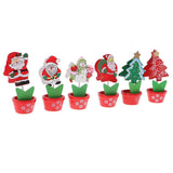 Maxbell 6 Pcs Wooden Table Number Holders Flowerpot Base Xmas Christmas Decoration