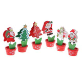 Maxbell 6 Pcs Wooden Table Number Holders Flowerpot Base Xmas Christmas Decoration