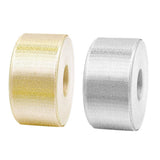 Maxbell 15 Meters 40mm Glitter Metallic Satin Ribbon For Crafts Gift Wrapping silver