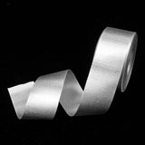 Maxbell 15 Meters 40mm Glitter Metallic Satin Ribbon For Crafts Gift Wrapping silver