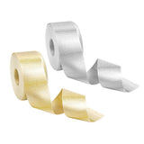 Maxbell 15 Meters 40mm Glitter Metallic Satin Ribbon For Crafts Gift Wrapping silver